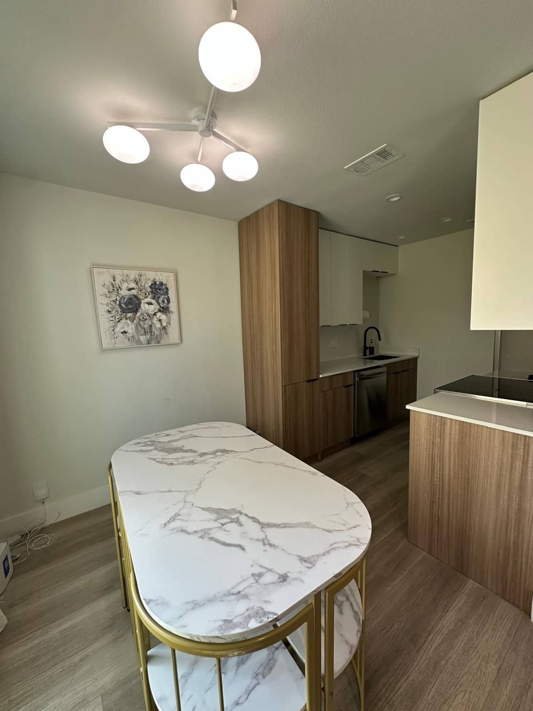 Clean, empty modern kitchen with clear counters, ready to move into